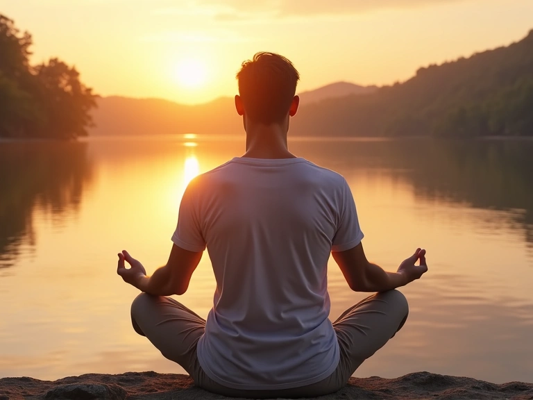 Serene image of a man in a balanced, healthy state.